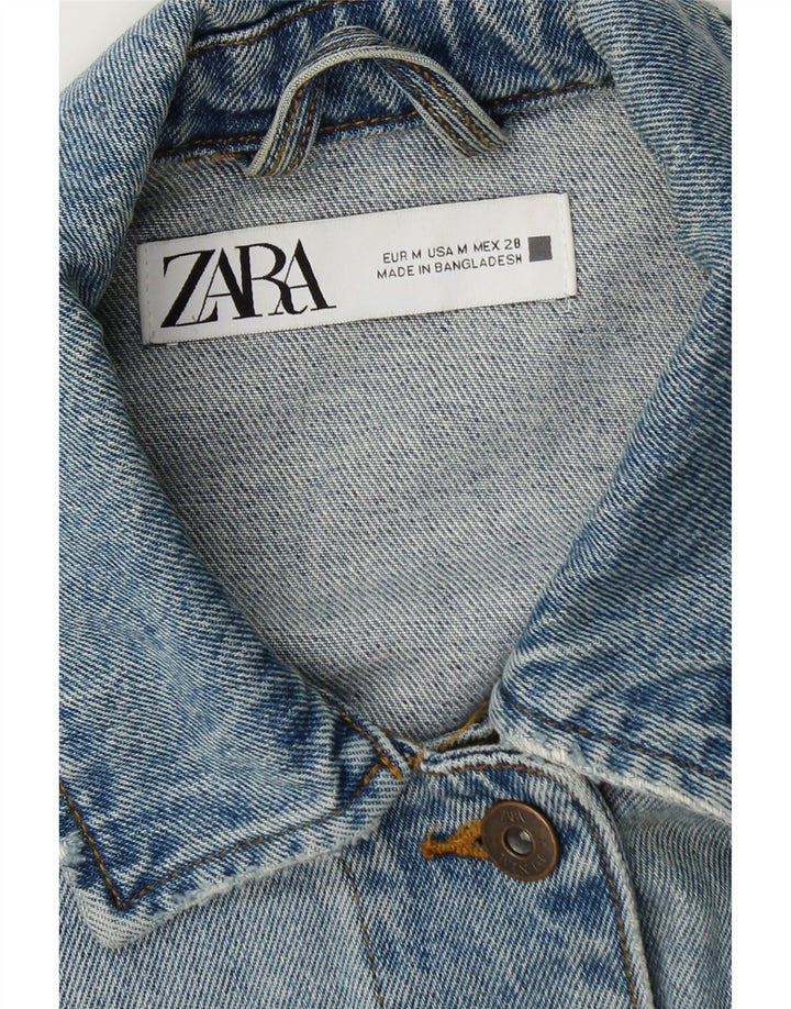 Giacca in denim invecchiato Zara da donna UK 14 blu medio
