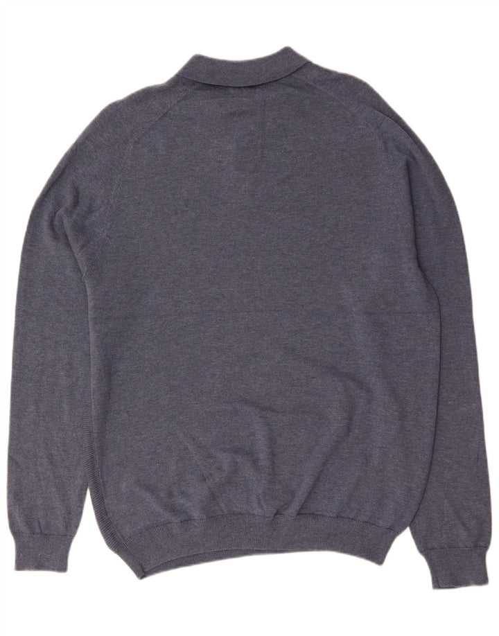 Maglione da uomo Marks & Spencer vestibilità regolare con collo alto, grande cotone blu