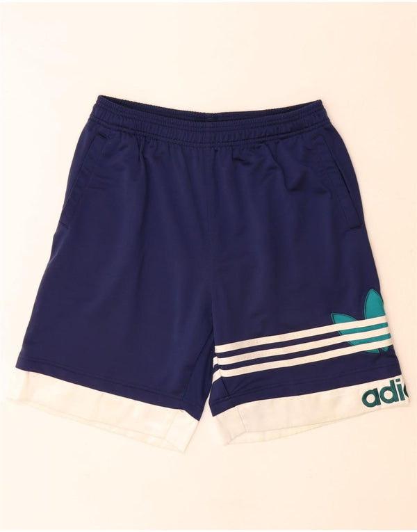 Adidas Pantaloncini sportivi grafici da uomo piccoli in poliestere color block blu navy