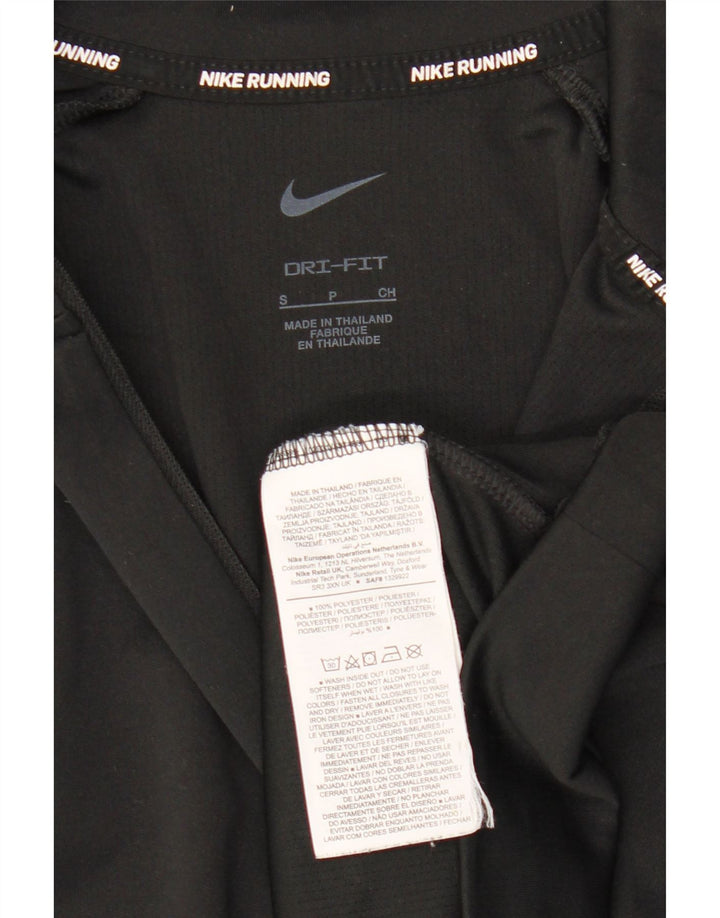 NIKE Top da tuta pullover con zip e collo Dri Fit da donna UK 10 Small Nero