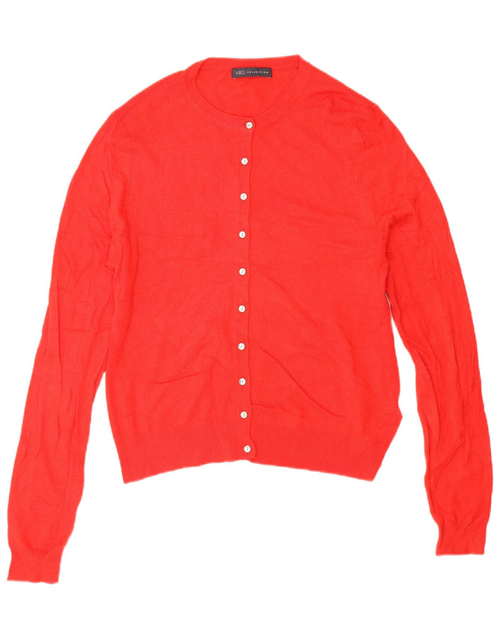 Maglione cardigan da donna Marks & Spencer UK 14 grande viscosa rossa