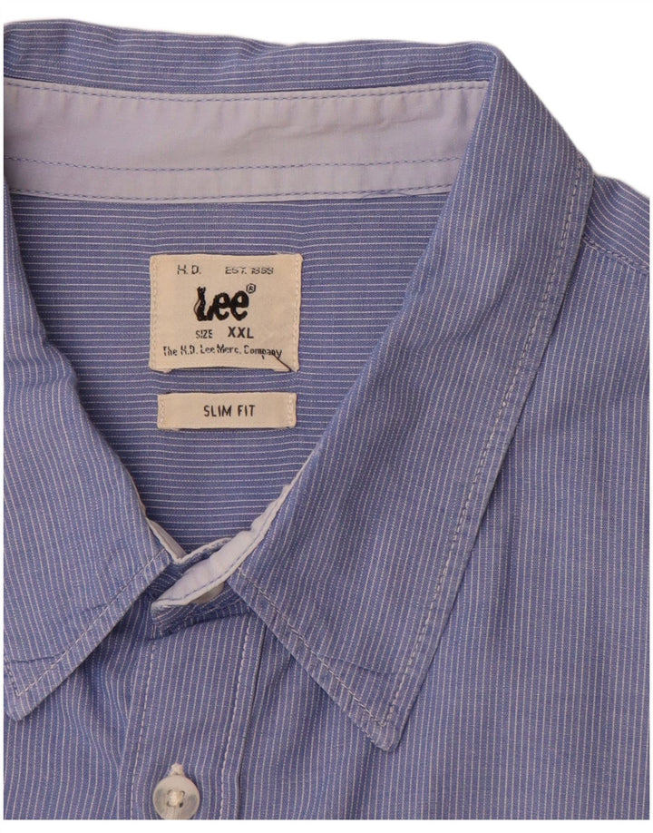Camicia LEE da uomo slim fit 2XL cotone gessato blu
