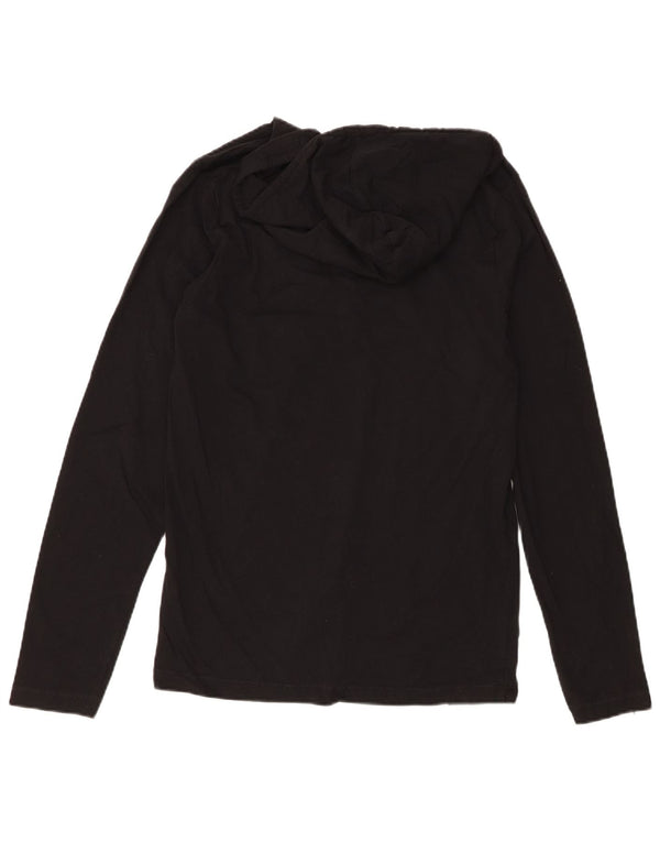 Fcuk Top grafico da uomo con cappuccio a maniche lunghe in cotone nero medio
