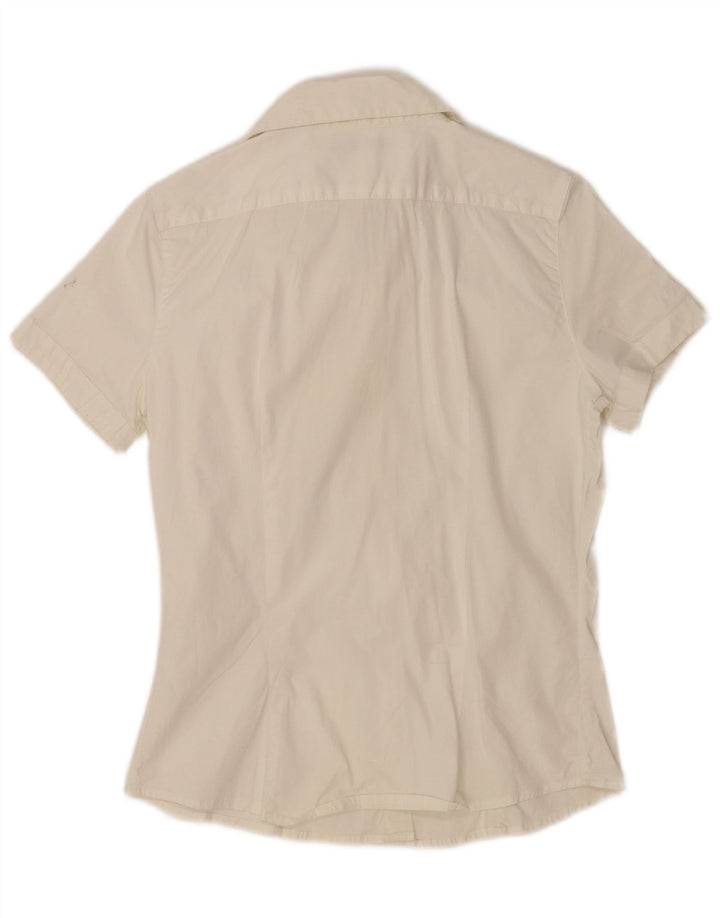 Camicia a maniche corte da donna Sasch UK 14 grande cotone bianco