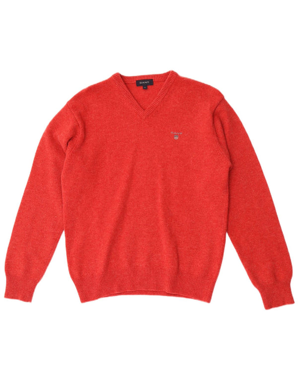 Gant Maglione da uomo con scollo a V in lana rossa media