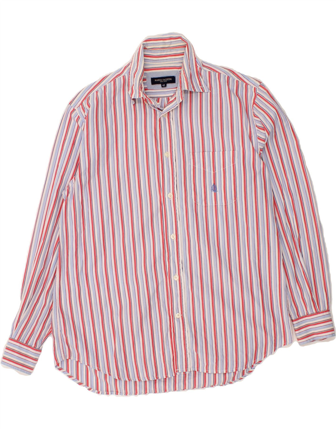 MARINA YACHTING Mens Shirt Size 40 Medium Blue Striped Cotton Vintage Marina Yachting and Second-Hand Marina Yachting from Messina Hembry 
