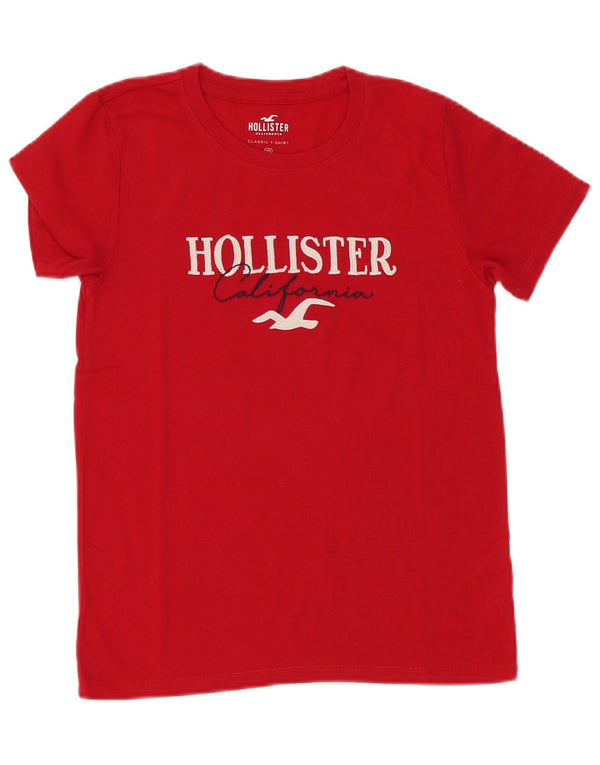 T-shirt grafica Hollister da donna Top UK 6 XS rosso cotone