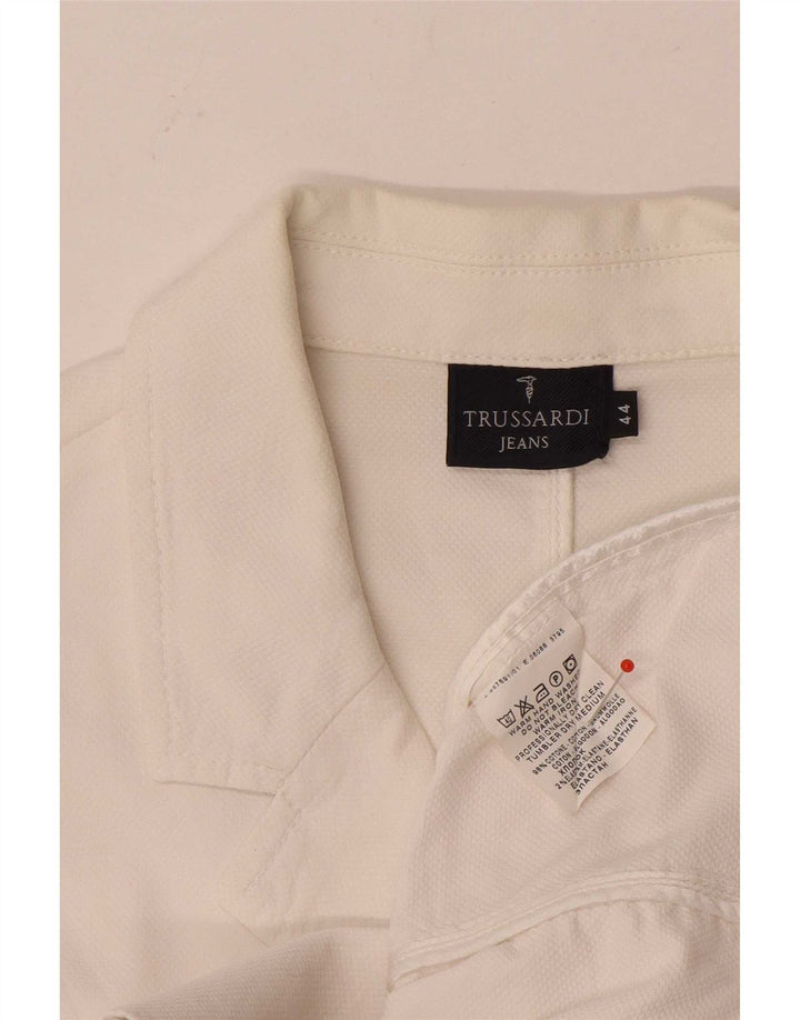 Giacca Blazer 3 Bottoni Donna Trussardi Jeans IT 44 Cotone Medio Bianco