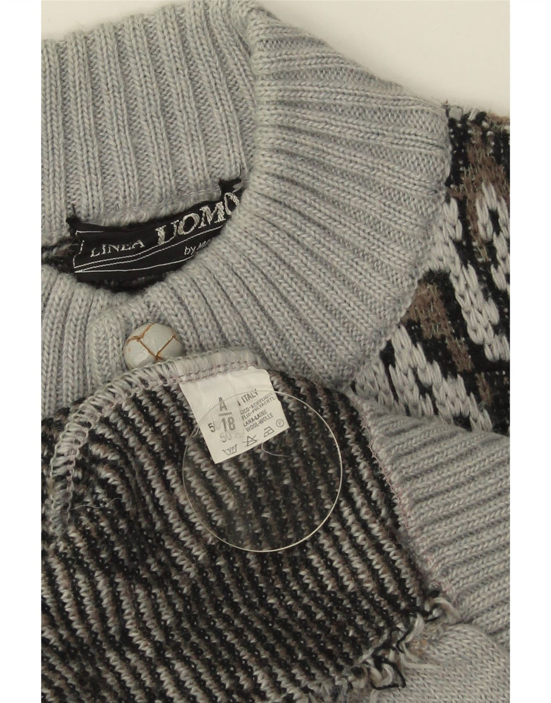 Maglione cardigan da uomo LINEA grande acrilico geometrico grigio