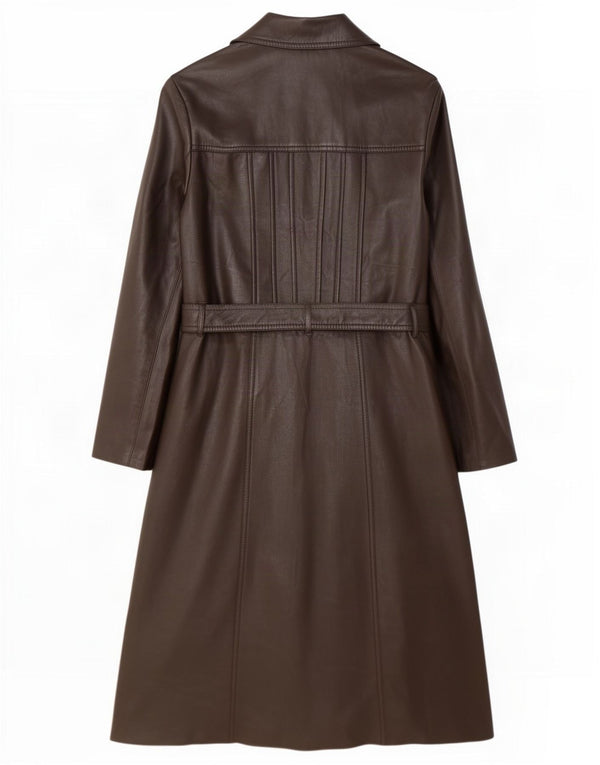 Cappotto in pelle vintage da donna UK 12 Marrone medio