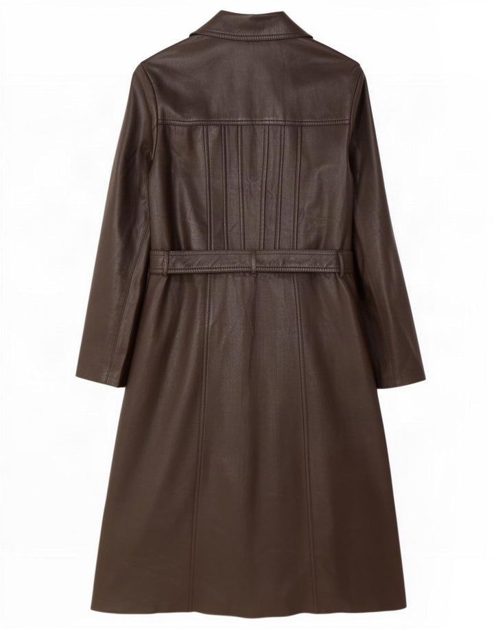 Cappotto in pelle vintage da donna UK 12 Marrone medio