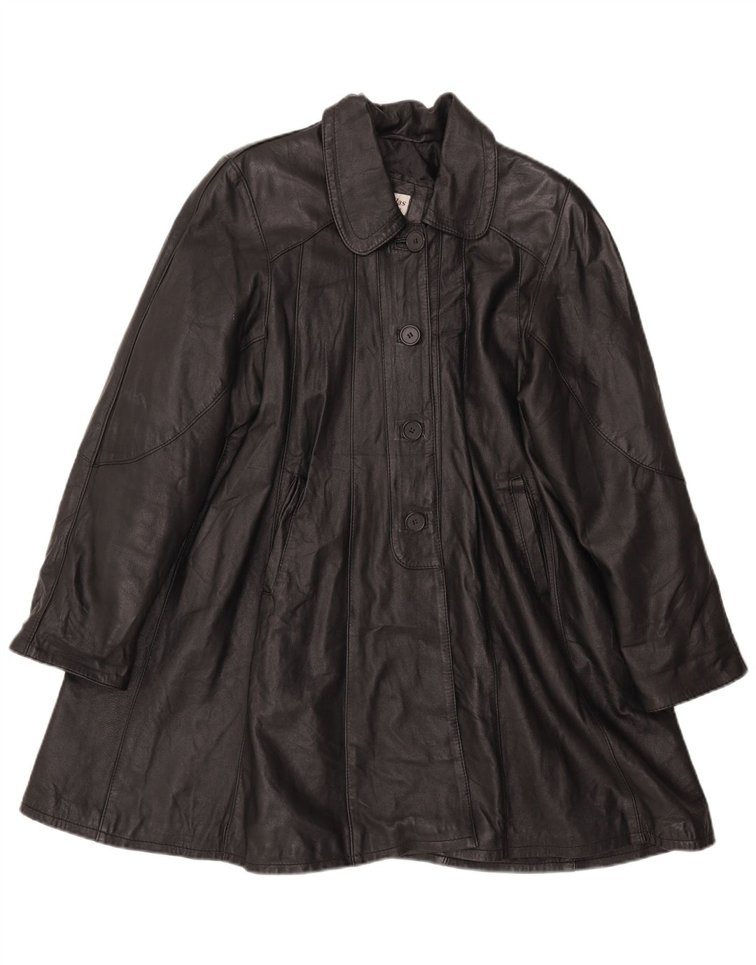 Cappotto in pelle da donna VINTAGE UK 18 XL Nero