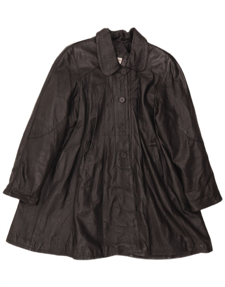 Cappotto in pelle da donna VINTAGE UK 18 XL Nero