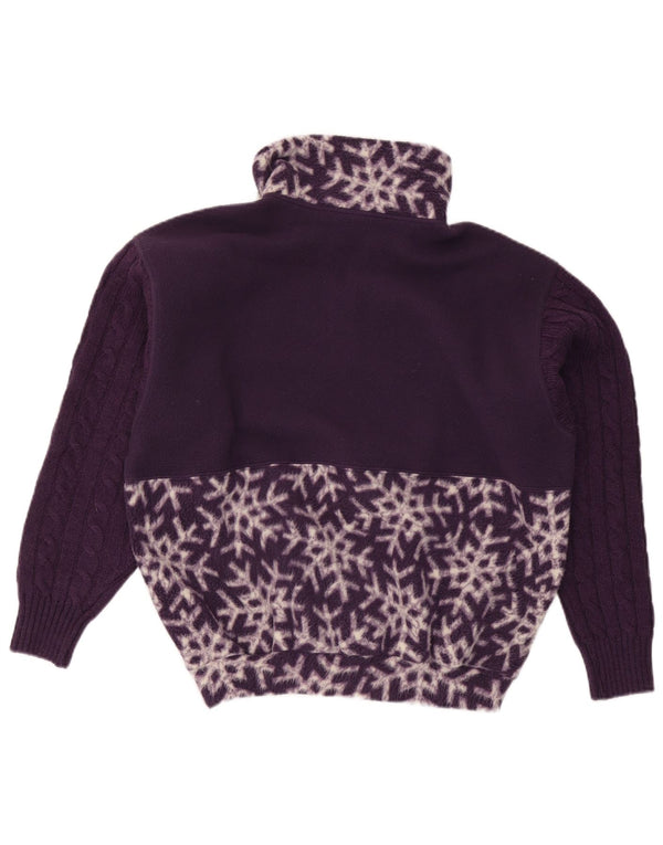 Nordica Maglione in pile da donna oversize con motivo astratto UK 10 piccolo viola
