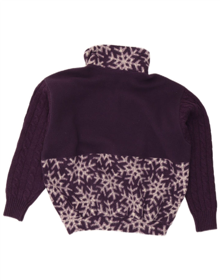 Nordica Maglione in pile da donna oversize con motivo astratto UK 10 piccolo viola