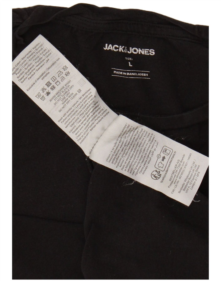 JACK & JONES T-shirt da uomo grande grande in cotone nero
