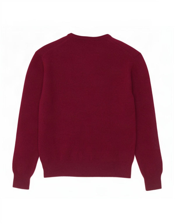 Polo Ralph Lauren Womens Crew Neck Jumper Sweater UK 14 Large Burgundy Wool