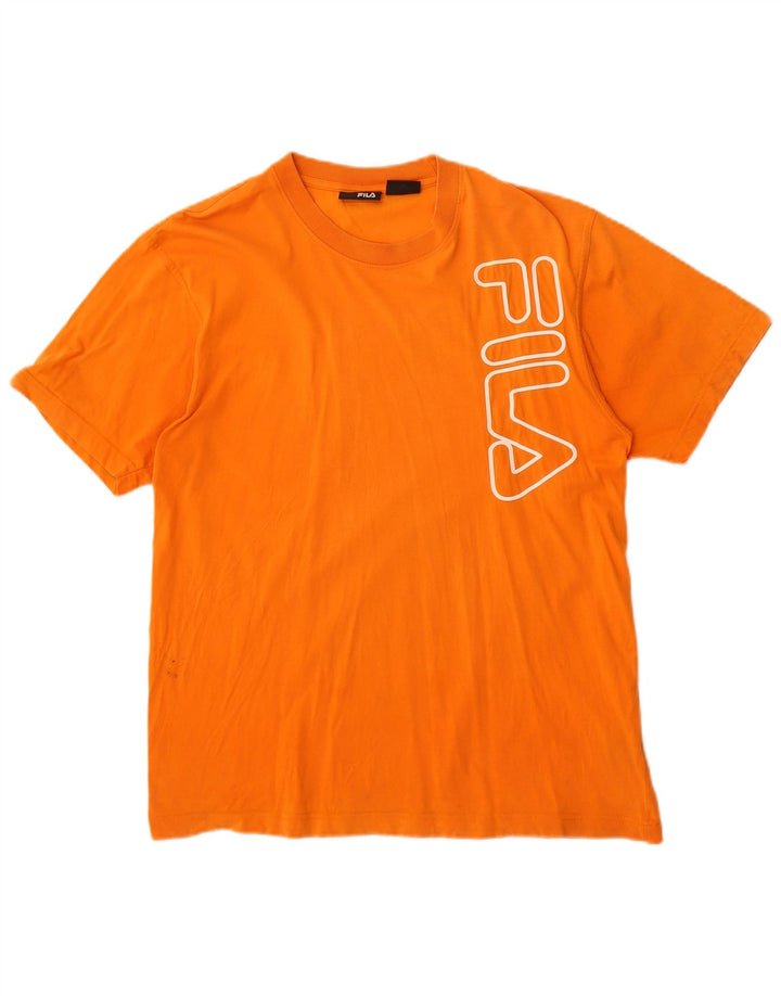 T-shirt grafica da uomo Fila Top Small in cotone arancione