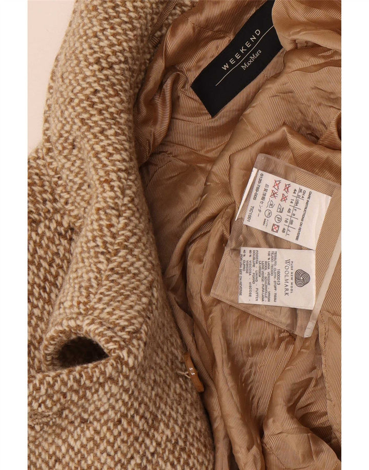 Cappotto da marinaio da weekend da donna Max Mara UK 16 Large Beige in lana a spina di pesce