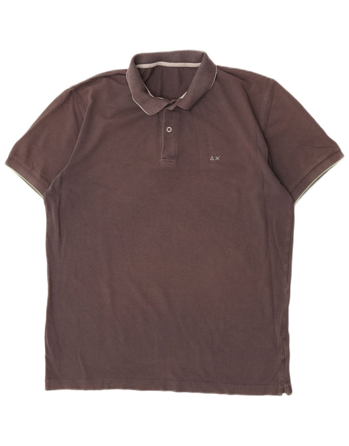 Polo da uomo Sun68 grande in cotone grigio