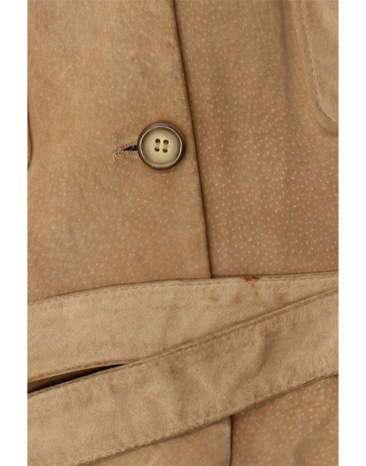 Giacca vintage da donna in pelle scamosciata IT 48 XL in pelle beige