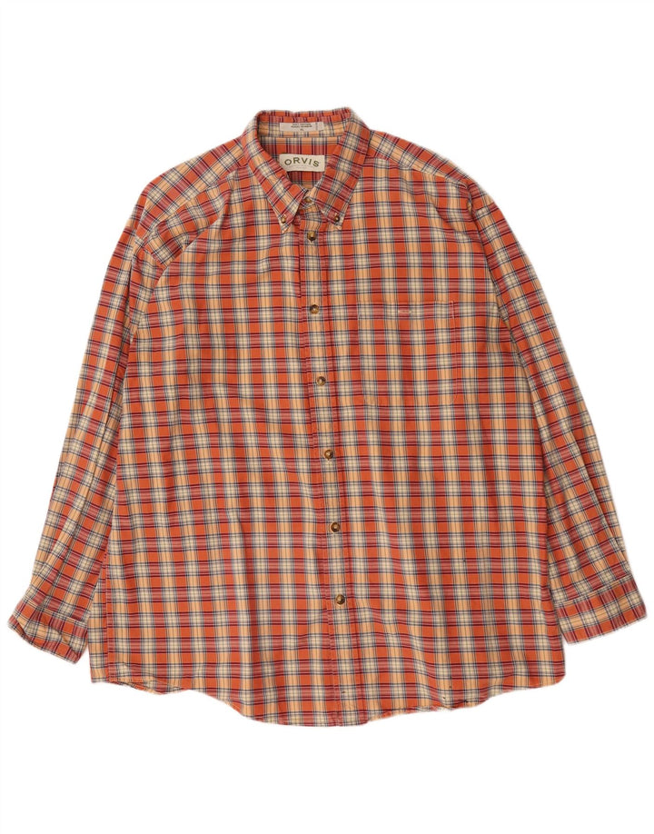 Camicia in flanella da uomo Orvis XL in cotone a quadri rossi