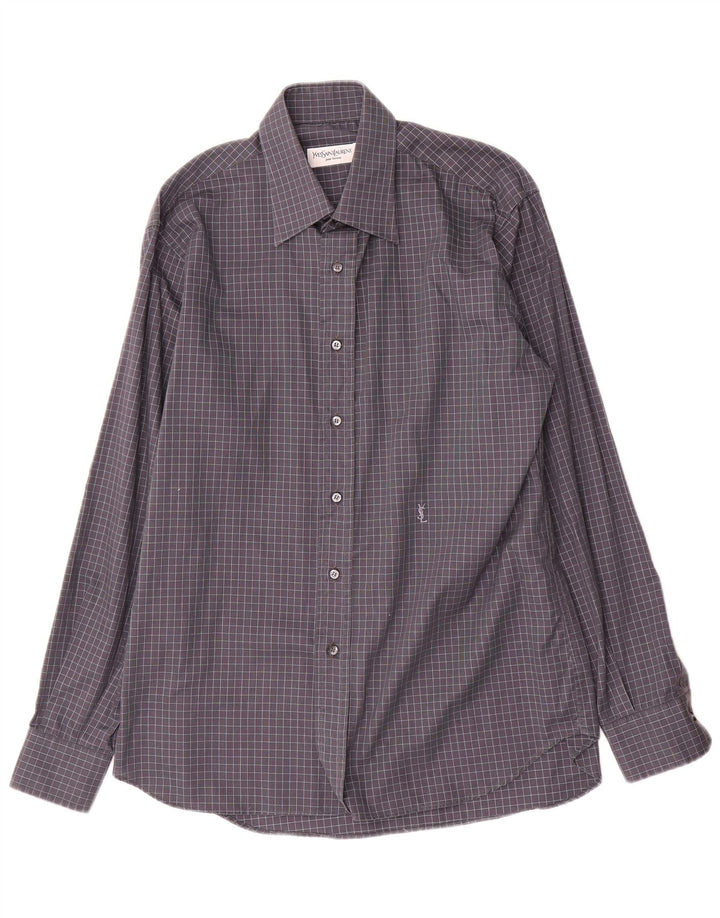 Camicia da uomo Yves Saint Laurent taglia 40 15 3/4 percalle grigio medio