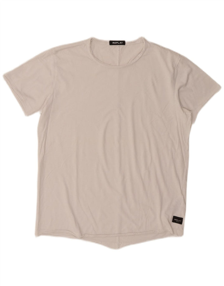 T-shirt da uomo Replay Top in cotone bianco medio