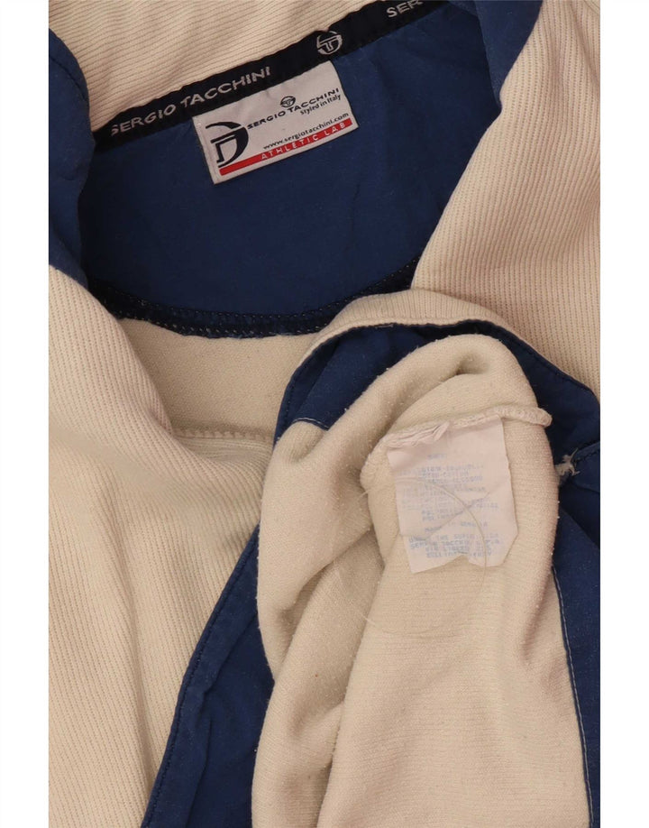 Sergio Tacchini Top da uomo con zip e collo a maniche lunghe in cotone beige medio