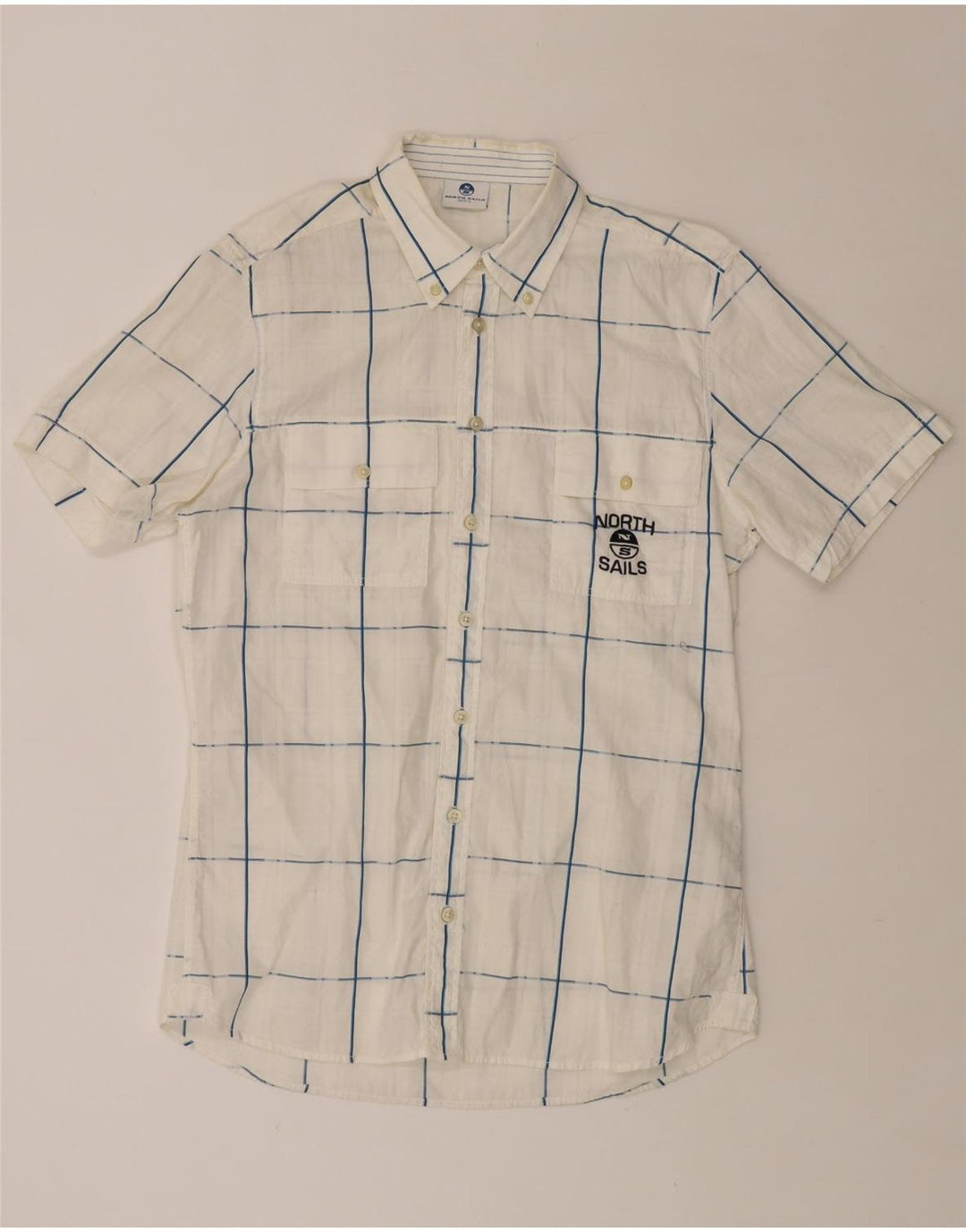 NORTH SAILS Camicia a maniche corte con grafica da uomo in cotone a quadri bianchi grandi
