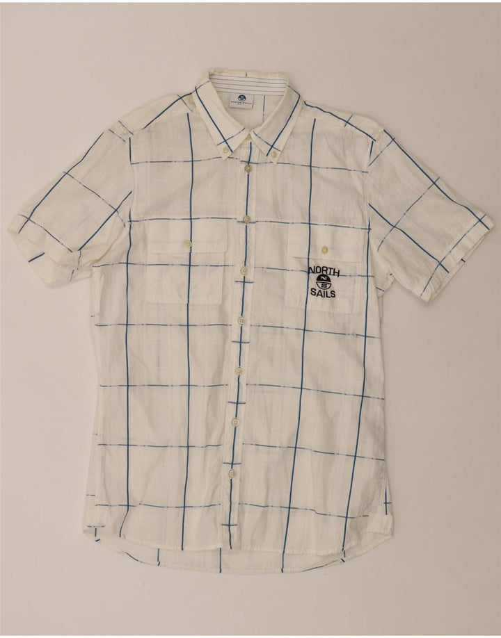 NORTH SAILS Camicia a maniche corte con grafica da uomo in cotone a quadri bianchi grandi