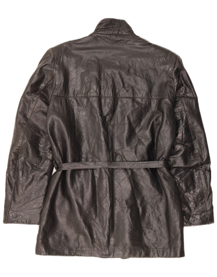 Giacca in pelle vintage da donna IT 48 XL Nera