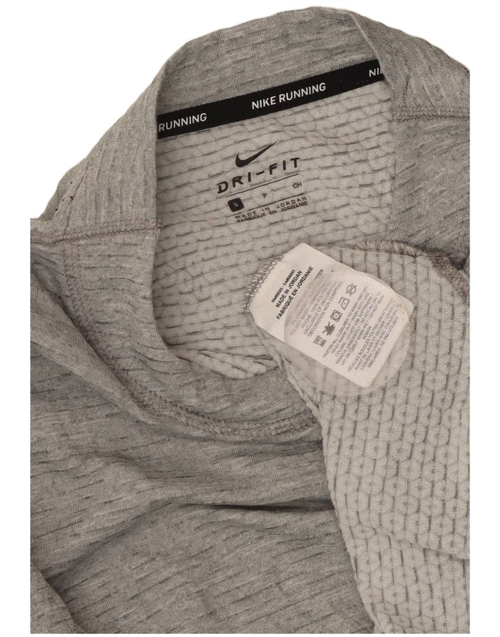 Top manica lunga Nike Dri Fit da donna oversize UK 10 piccolo grigio chiazzato