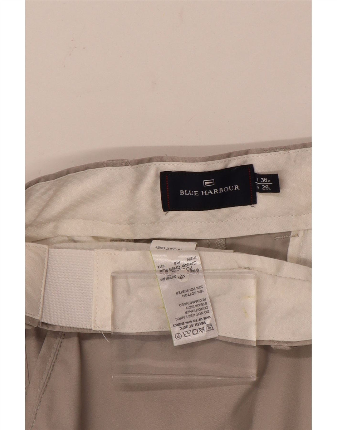 Pantaloni chino dritti da uomo Blue Harbour W36 L29 cotone grigio