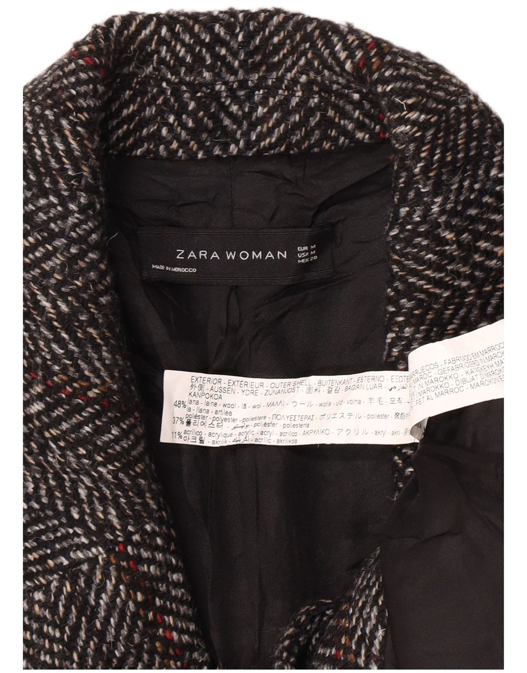 Cappotto Zara da donna UK 14 in lana a quadri grigio medio