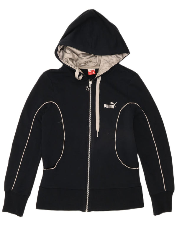 Puma Womens Zip Hoodie Sweater UK 10 Small Navy Blue