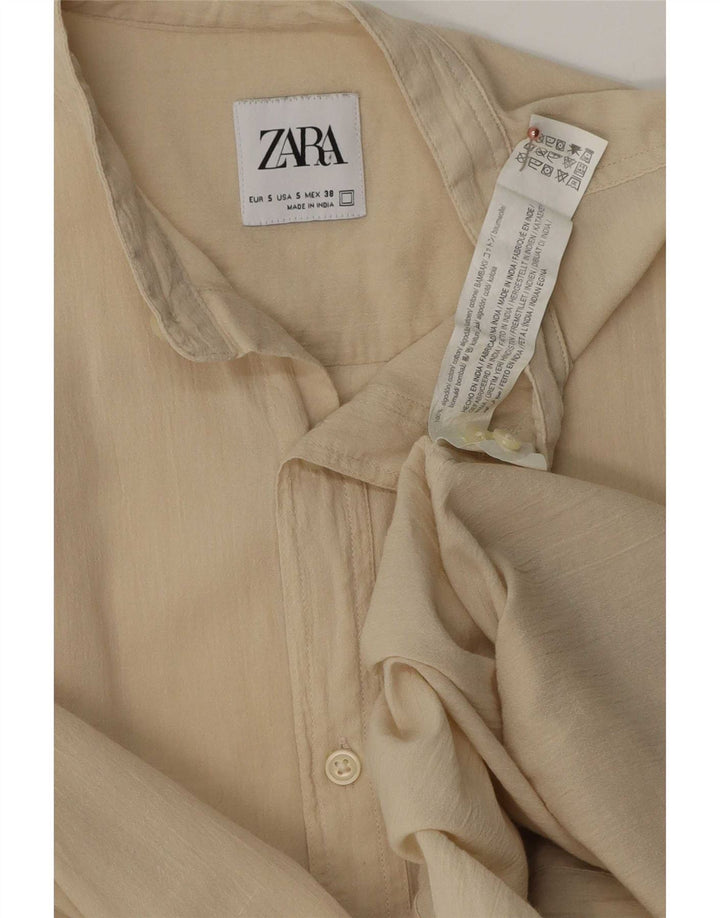 Zara Camicia da uomo piccola in cotone beige