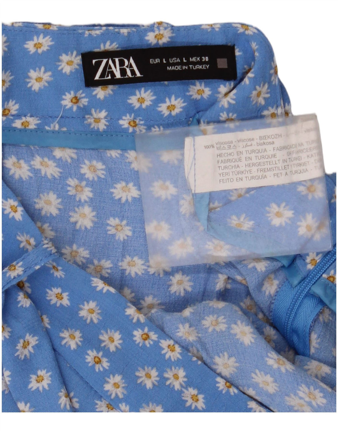 Minigonna Zara da donna grande W30 in viscosa floreale blu