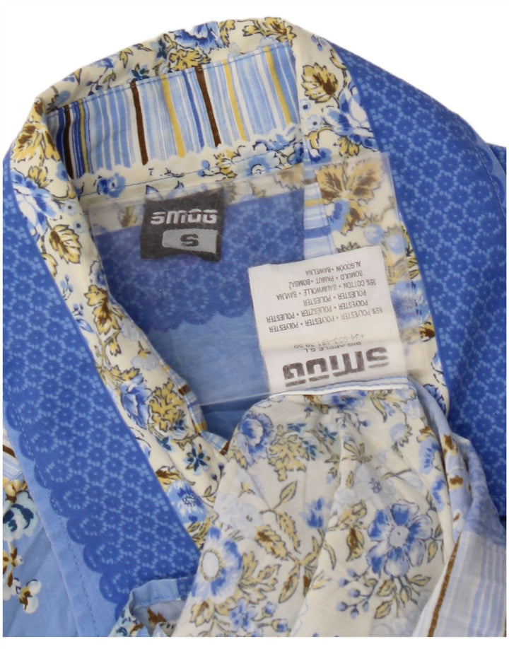 Camicia da uomo SMOG piccola in poliestere floreale blu