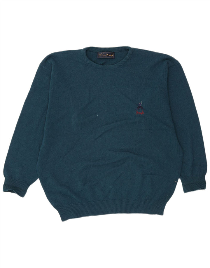 Maglione da uomo girocollo Pringle in lana vergine verde medio