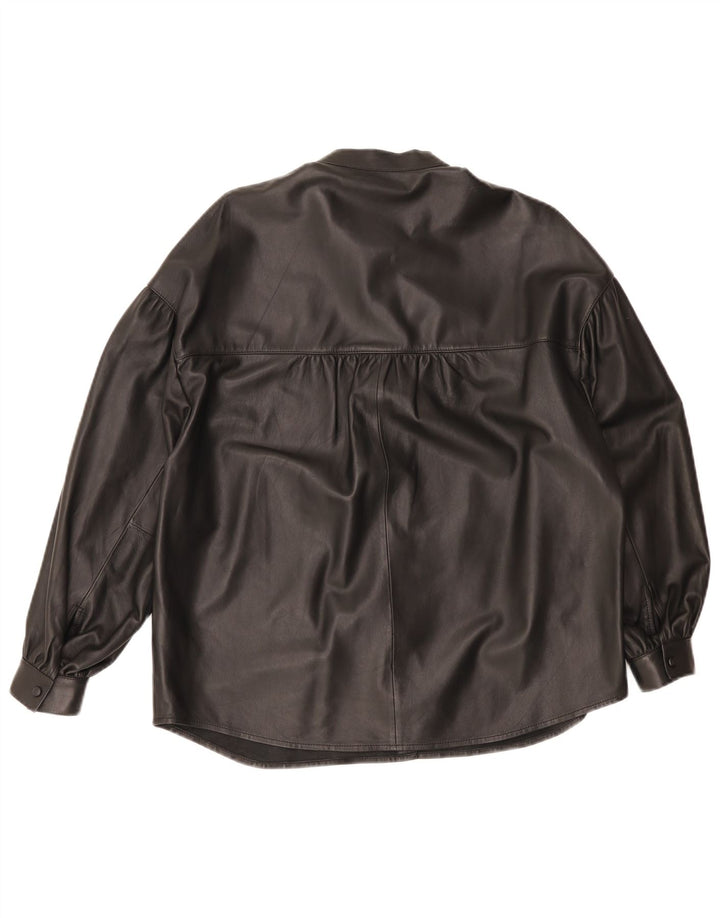 Camicia in pelle oversize da donna Massimo Dutti UK 6 XS Pelle nera