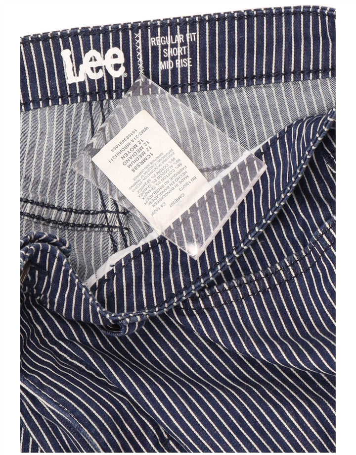 Pantaloncini casual da donna a vita media LEE US 12 grandi W32 blu navy gessato