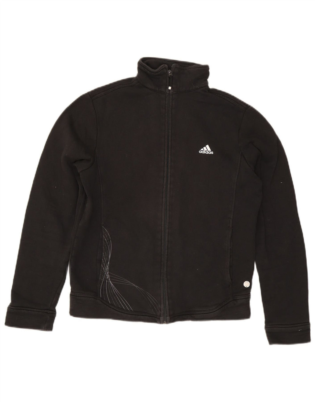 Giacca da tuta da donna Adidas UK 16 grande cotone nero