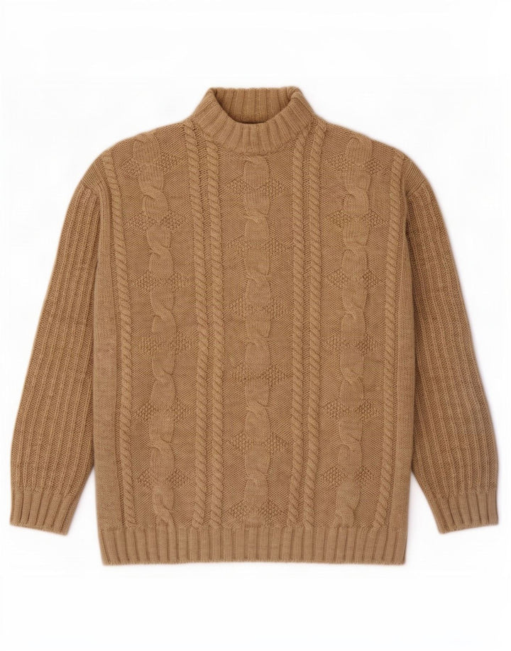 Ciao Maglione da uomo con collo alto e maglione grande in acrilico marrone
