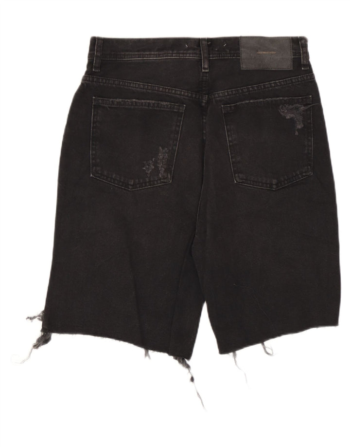Pantaloncini in denim invecchiato da uomo Zara EU 38 piccoli W30 neri