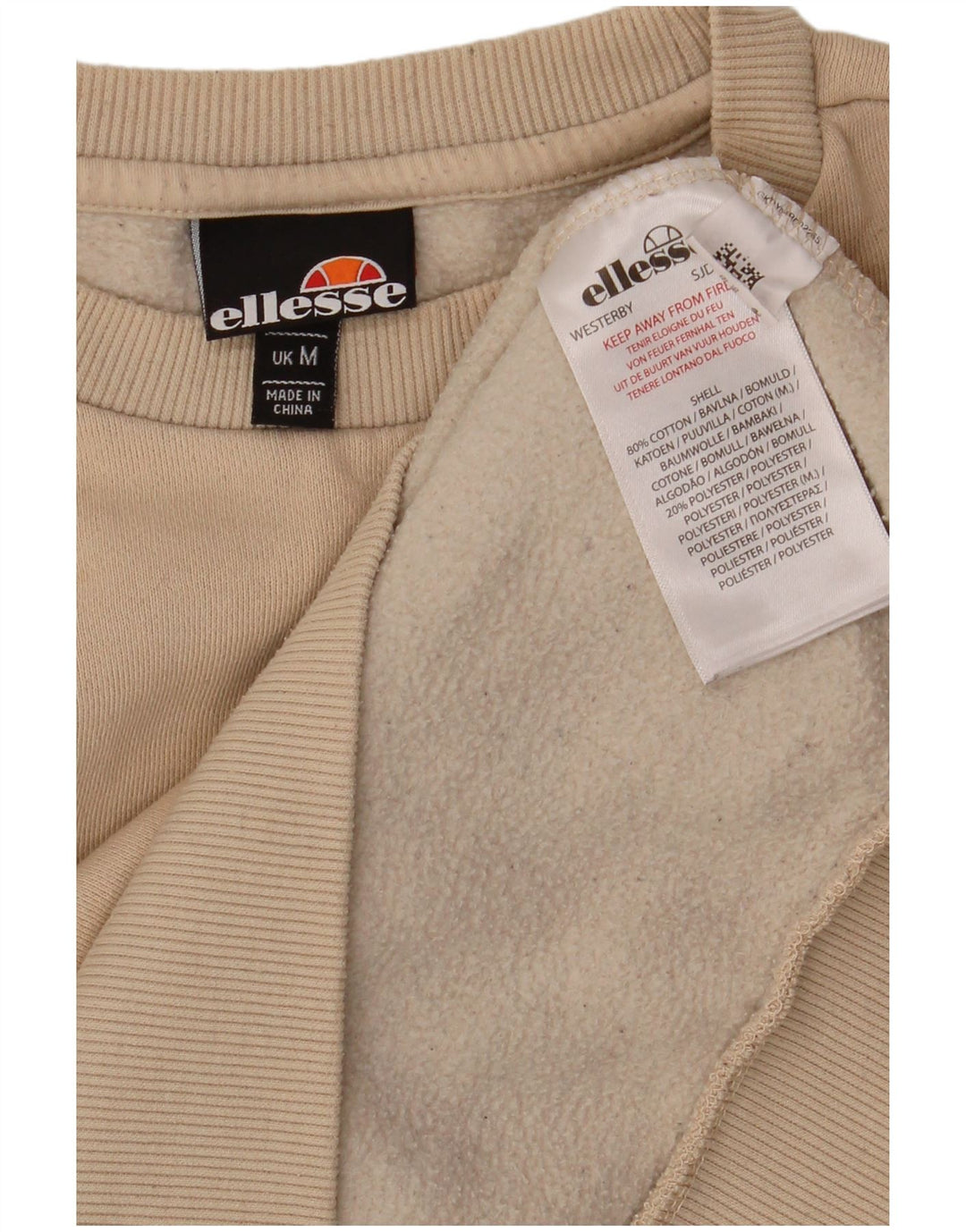 ELLESSE Felpa Uomo Maglione Cotone Beige Medio