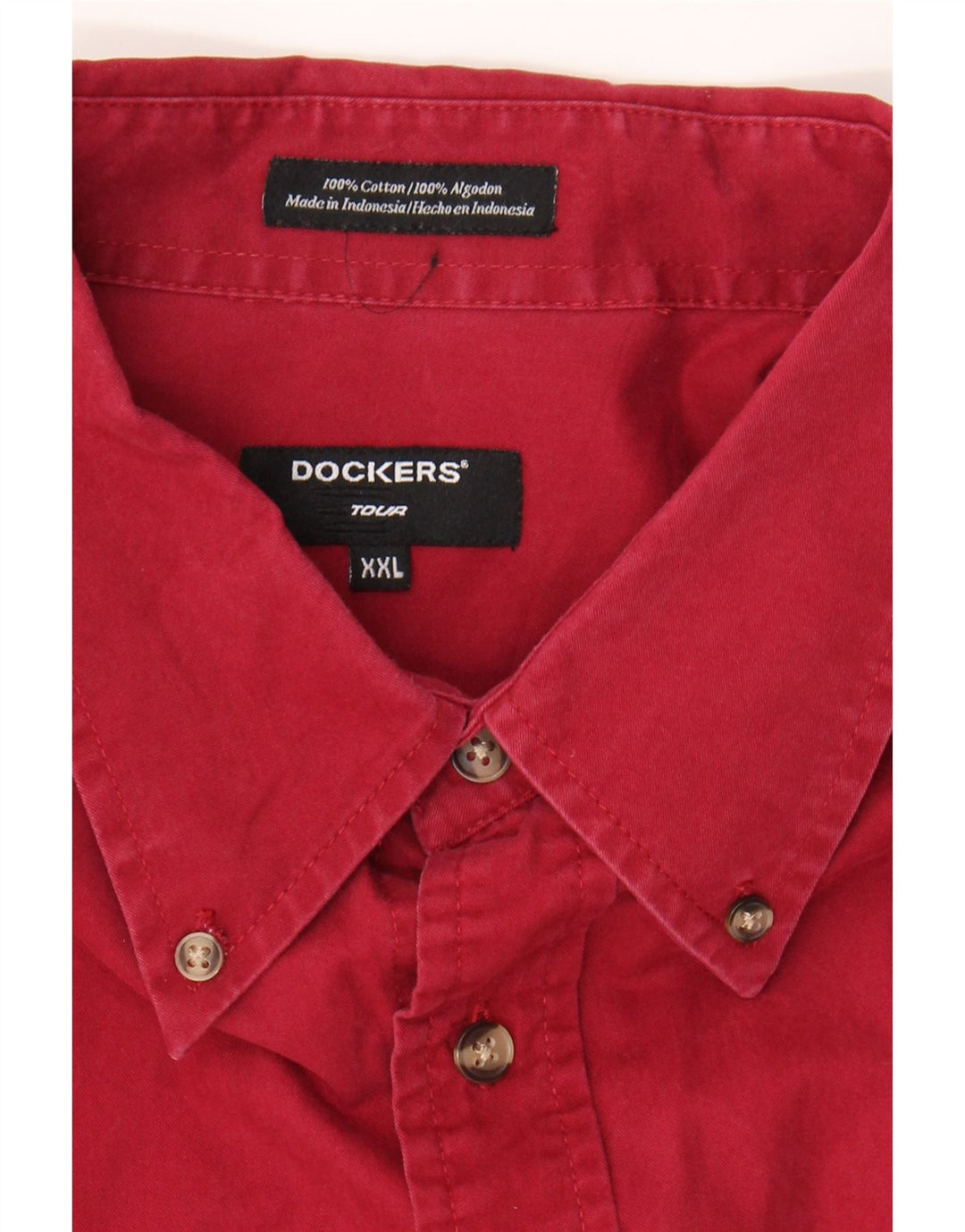 DOCKERS Mens Shirt 2XL Red Cotton Vintage Dockers and Second-Hand Dockers from Messina Hembry 