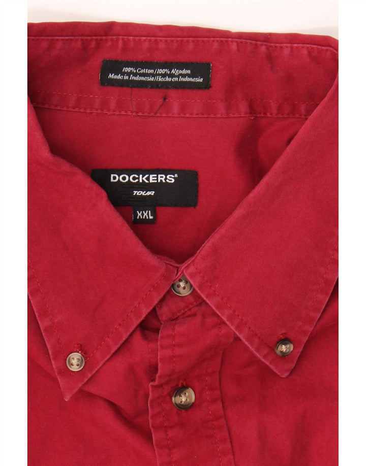 DOCKERS Mens Shirt 2XL Red Cotton Vintage Dockers and Second-Hand Dockers from Messina Hembry 