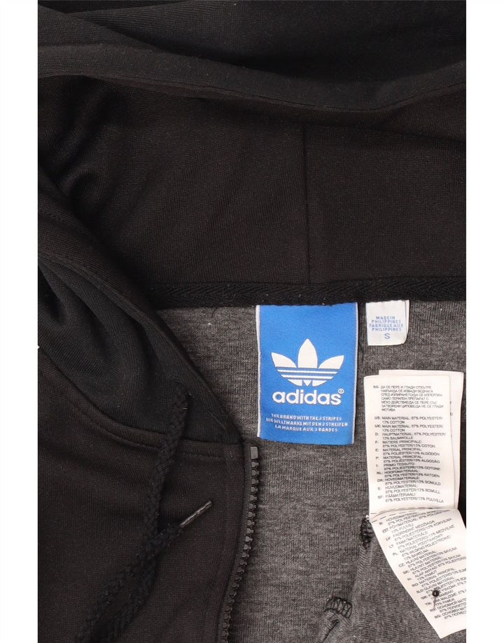 Maglione con cappuccio e zip da uomo Adidas piccolo in poliestere nero