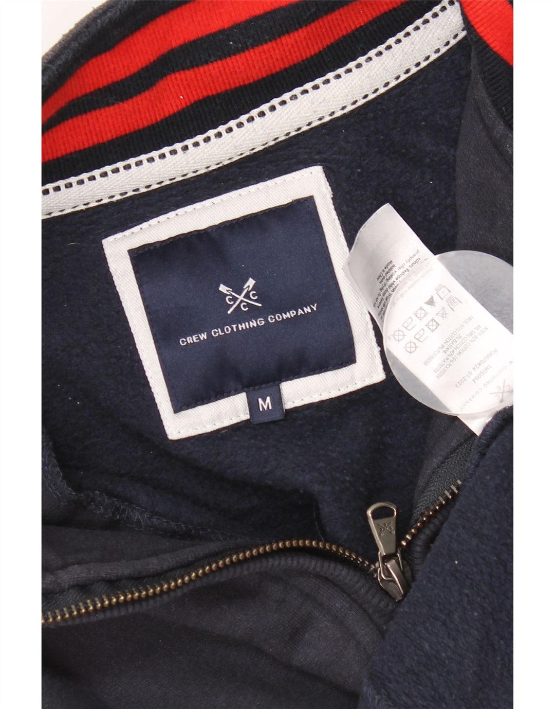 Crew Clothing Felpa da uomo con collo con zip, maglione medio, cotone blu navy